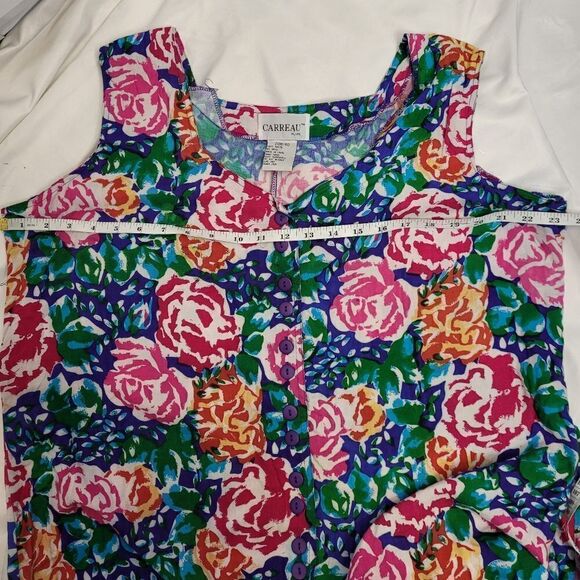 VINTAGE 90s volup bright floral sleeveless button up romper 2X - Picture 5 of 7